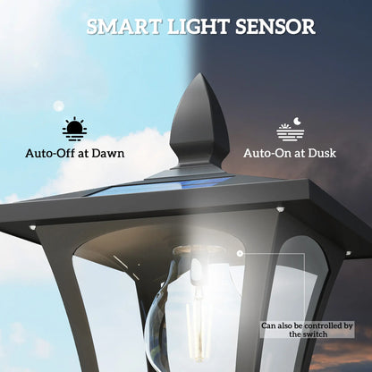 63" Solar Lamp Post Lights 2 Pack, Waterproof LED, Black Solar Post Lamps at Gallery Canada