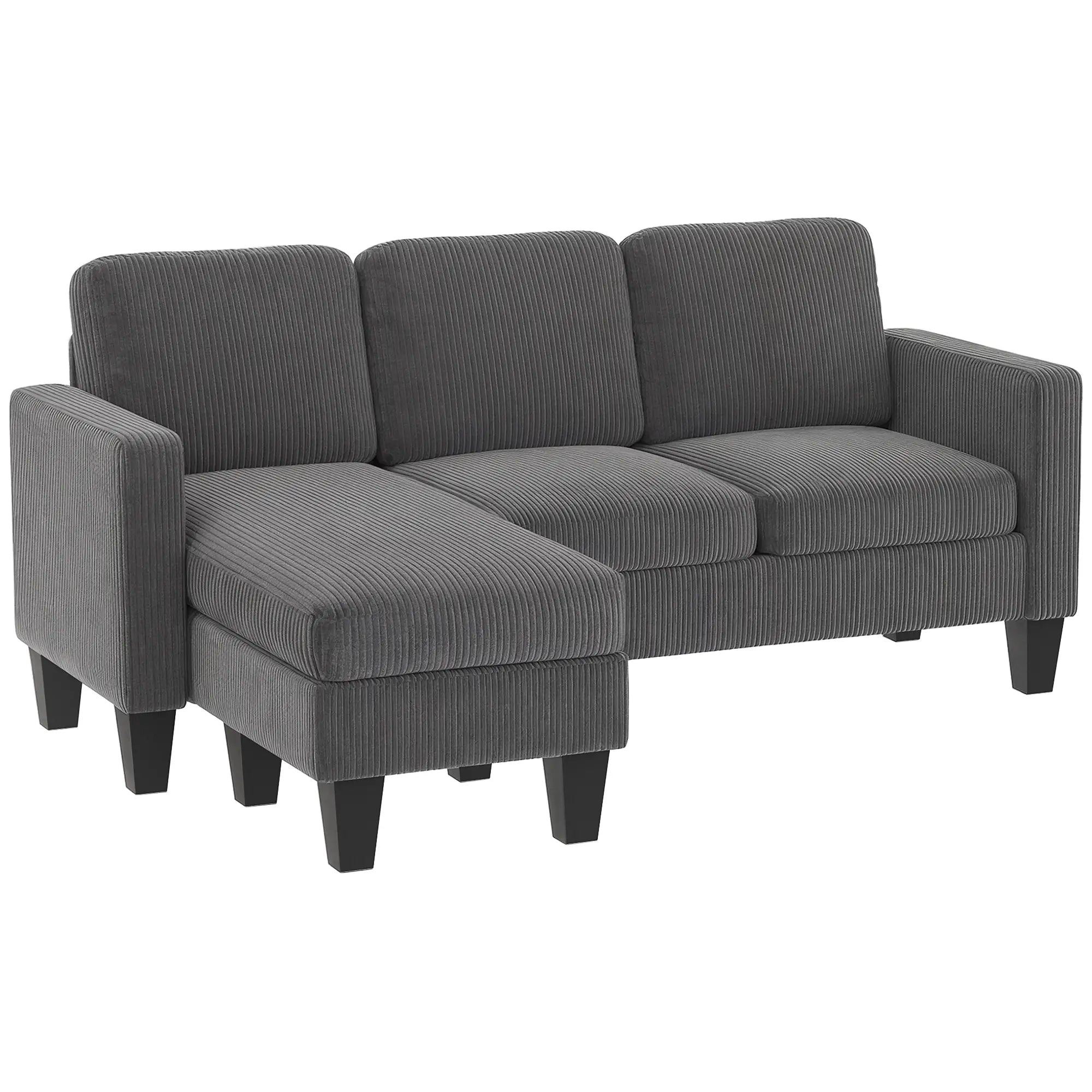 L Shaped Sectional Sofa, With Changeable Chaise Ottoman, Dark Grey 3-Seater Sofas at Gallery Canada