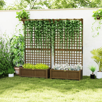 Wood Planter with Trellis for Vine Climbing, Raised Garden Bed Wooden Planter Boxes at Gallery Canada