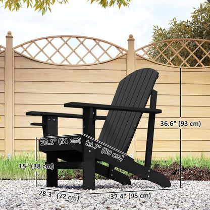 Classic Adirondack Chair, Garden Deck Chair with Cup Holder, Black Patio Chairs at Gallery Canada