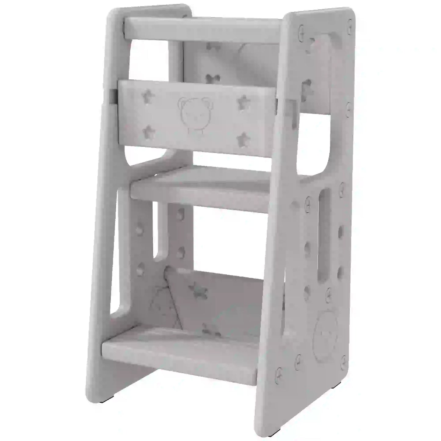 Toddler Kitchen Helper Stool, Adjustable Height, Safety Rail, Grey Toddler & Kids Step Stools at Gallery Canada