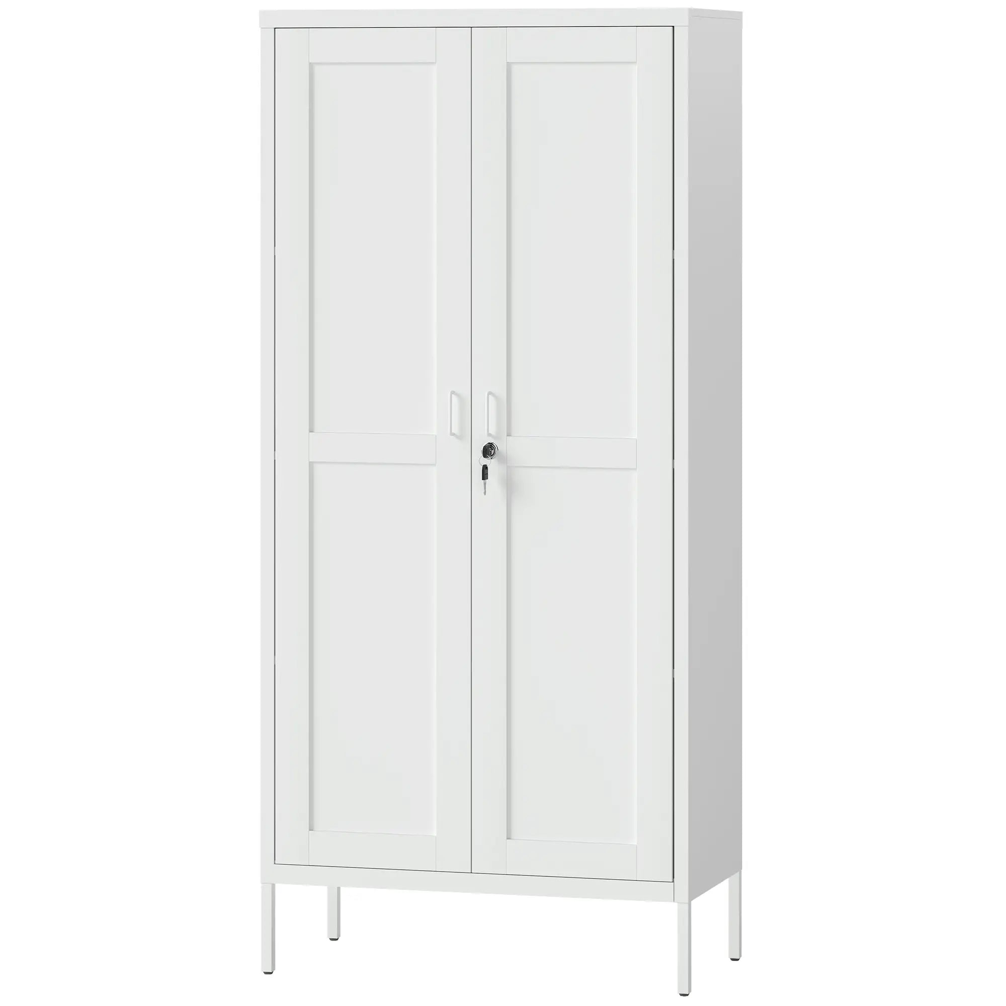 Office Storage Cabinet, Lockable, 3 Adjustable Shelves, 2 Doors, White Office Cabinets & Cupboards White at Gallery Canada