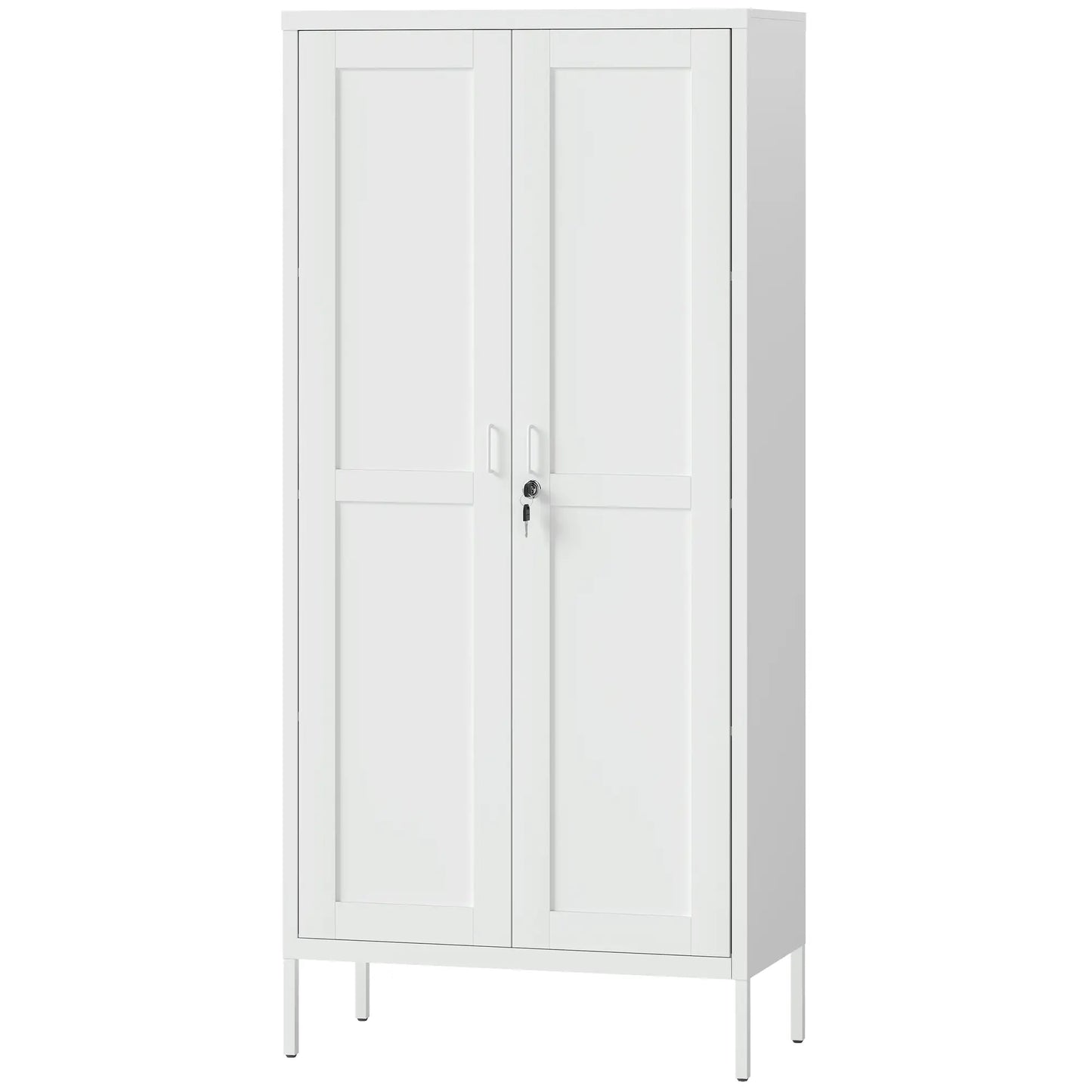 Office Storage Cabinet, Lockable, 3 Adjustable Shelves, 2 Doors, White Office Cabinets & Cupboards White at Gallery Canada