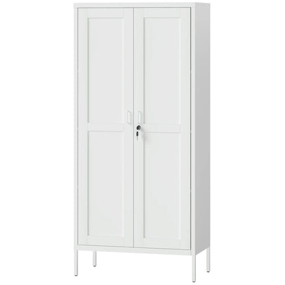 Office Storage Cabinet, Lockable, 3 Adjustable Shelves, 2 Doors, White Office Cabinets & Cupboards White at Gallery Canada