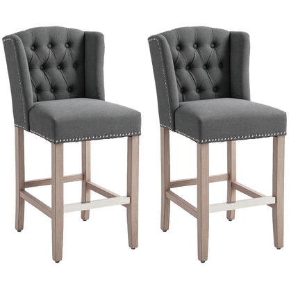 Counter Height Bar Stools Set of 2, Upholstered, Charcoal Grey Bar Stools at Gallery Canada