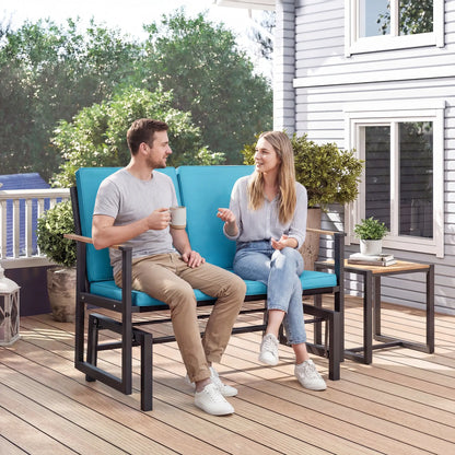 Outdoor Glider Bench For 2, With Thick Cushions, Navy Blue Outdoor Gliders at Gallery Canada