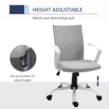 Linen Mid Back Office Chair, Tilt Function, Swivel, Light Grey Task Chairs at Gallery Canada