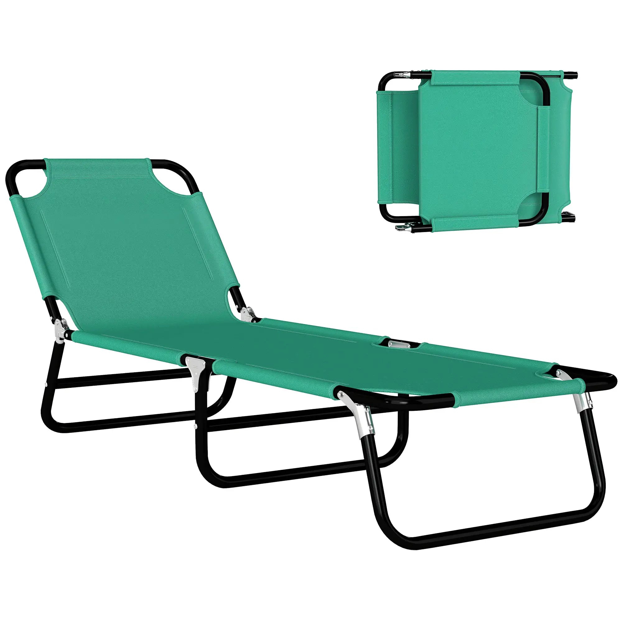 Outdoor Folding Lounge Chair, Reclining Back, Breathable Mesh, Green Lounger Chairs at Gallery Canada