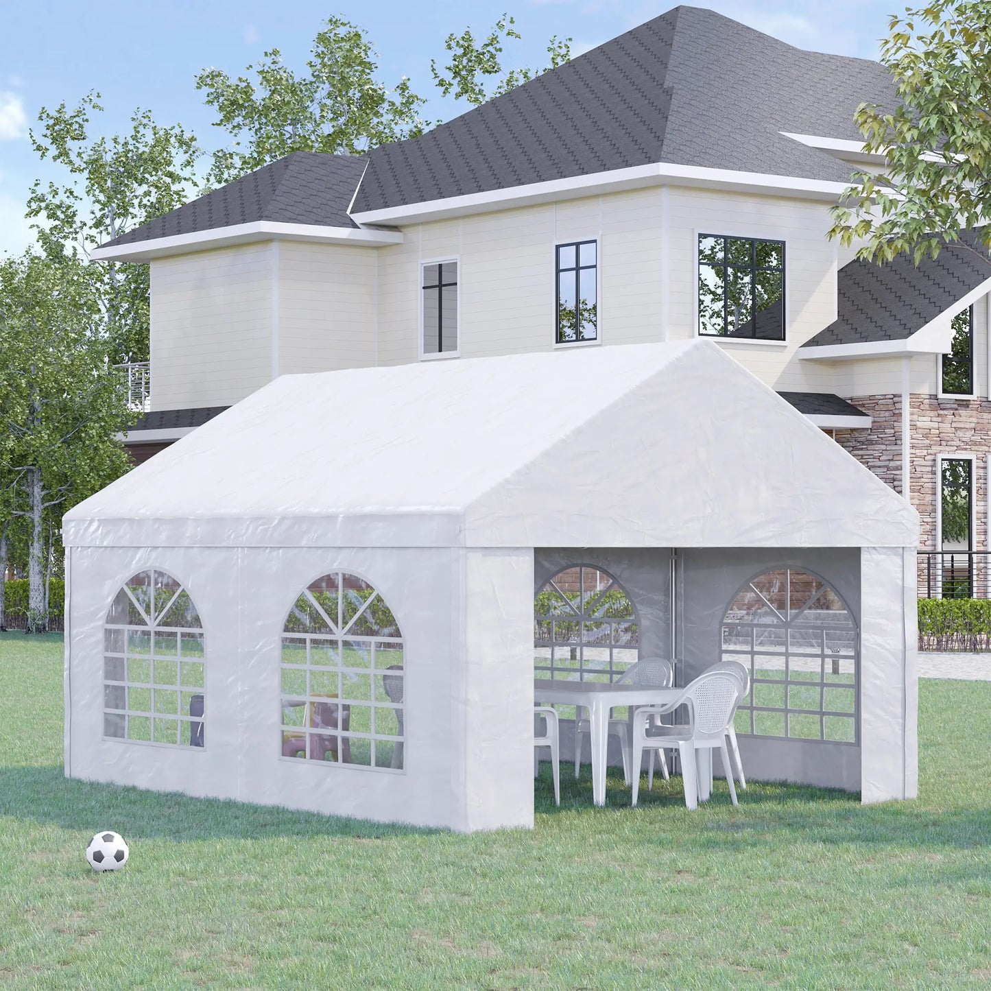 16.5' x 13' Outdoor Party Tent, With Sides, 4 Windows, 2 Doors, White Canopy Tents at Gallery Canada