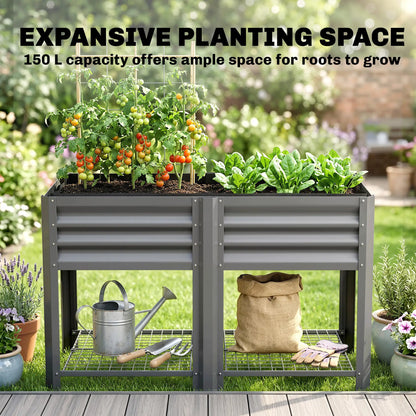 Raised Garden Bed With Legs, 31.5", Elevated Planter Box, Dark Grey Elevated Garden Beds at Gallery Canada