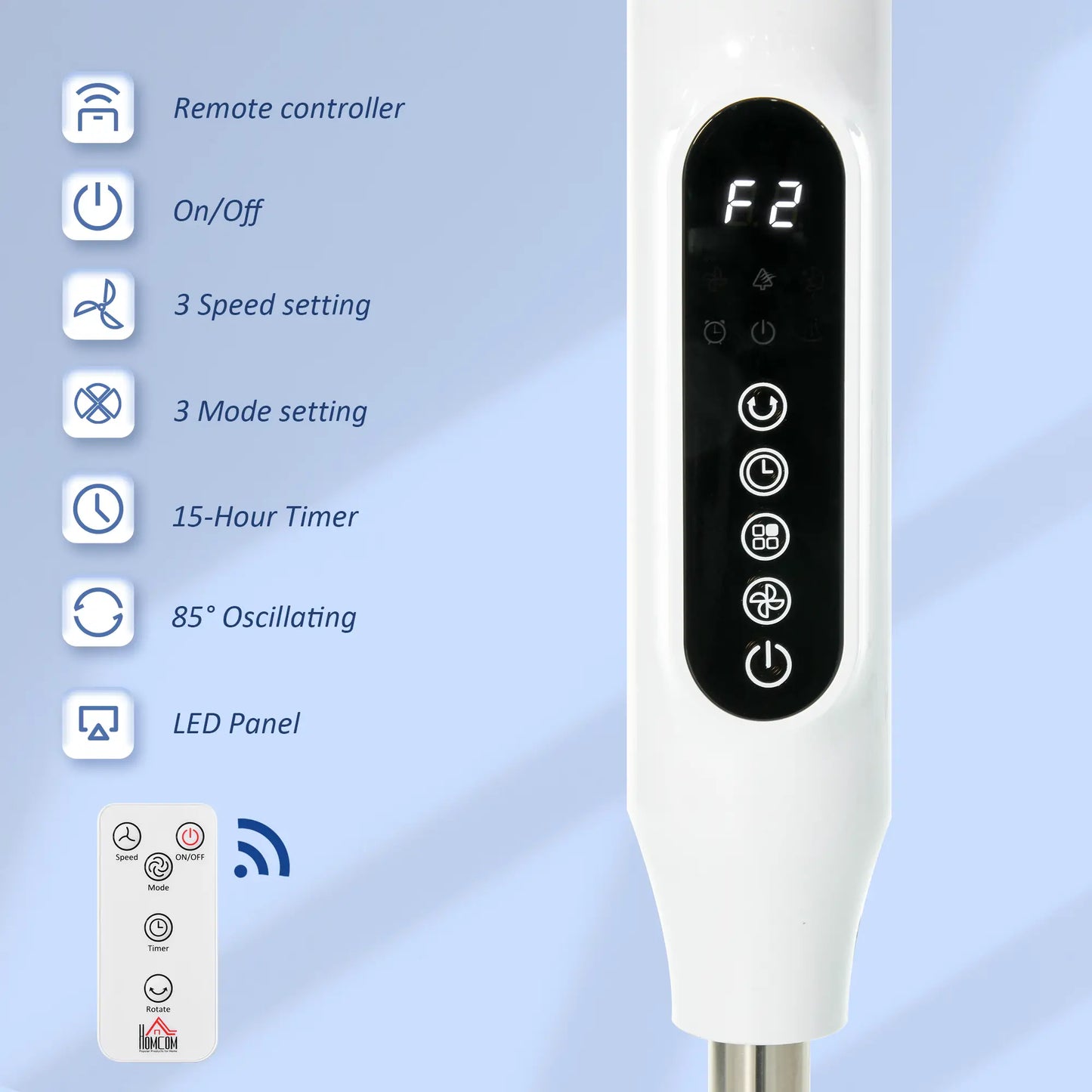 Standing Floor Fan with Remote, Tall Pedestal Fan, White Stand Fans at Gallery Canada