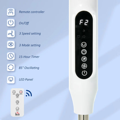 Standing Floor Fan with Remote, Tall Pedestal Fan, White Stand Fans at Gallery Canada