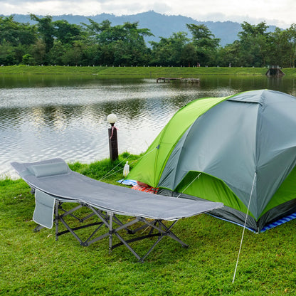 Folding Camping Cot With Mattress, Double Layer Oxford, Heavy Duty, Dark Grey Camping Cots at Gallery Canada