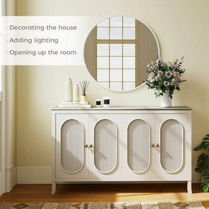 36" Round Mirror, Metal Frame, Bathroom Wall Mirror, White Wall Mirrors at Gallery Canada