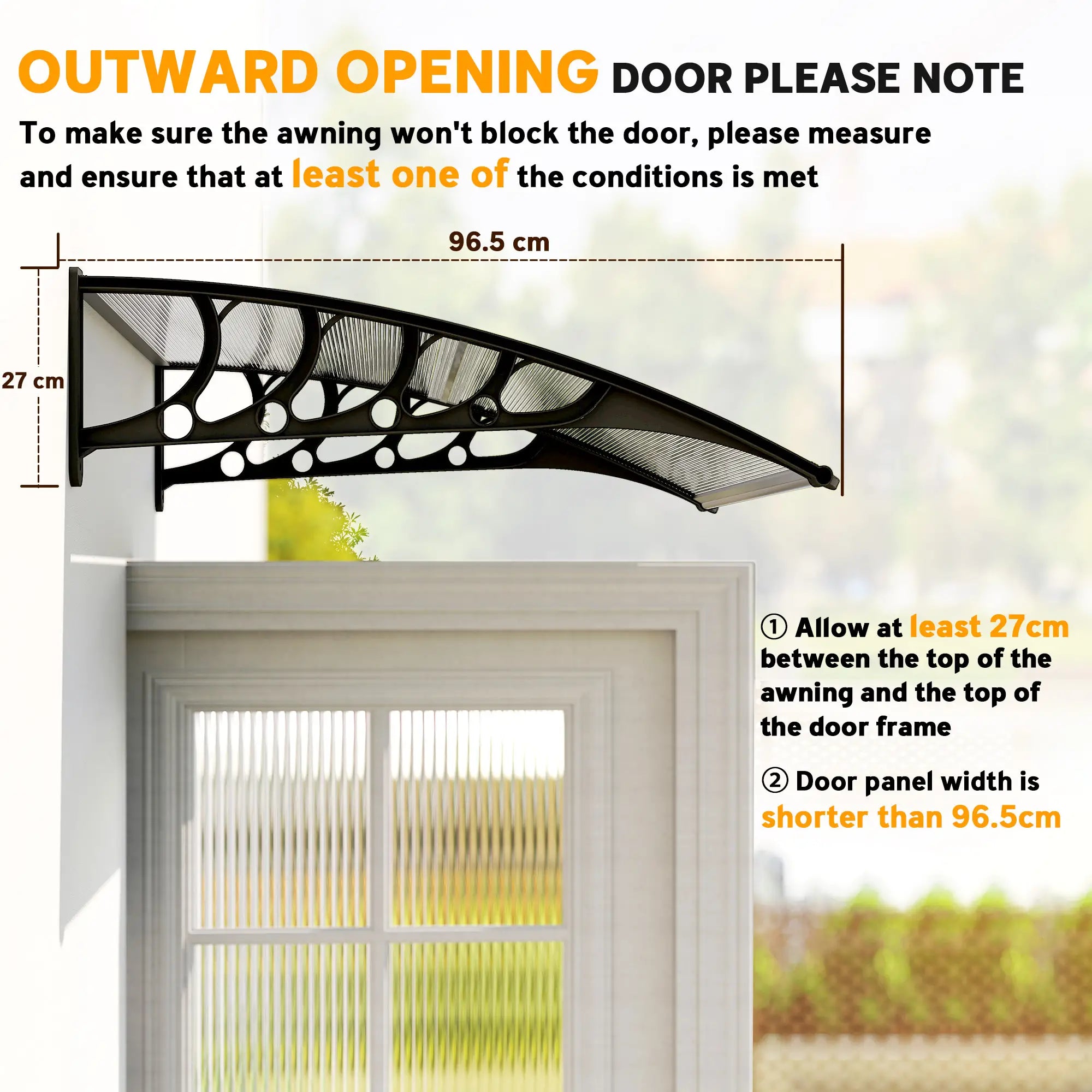 Polycarbonate Door Canopy, 40.6
