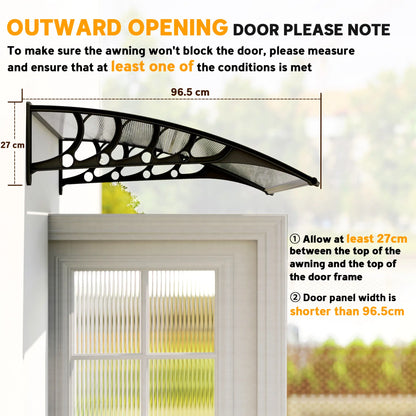Polycarbonate Door Canopy, 40.6" x 38" Clear, Clear Door Awnings at Gallery Canada