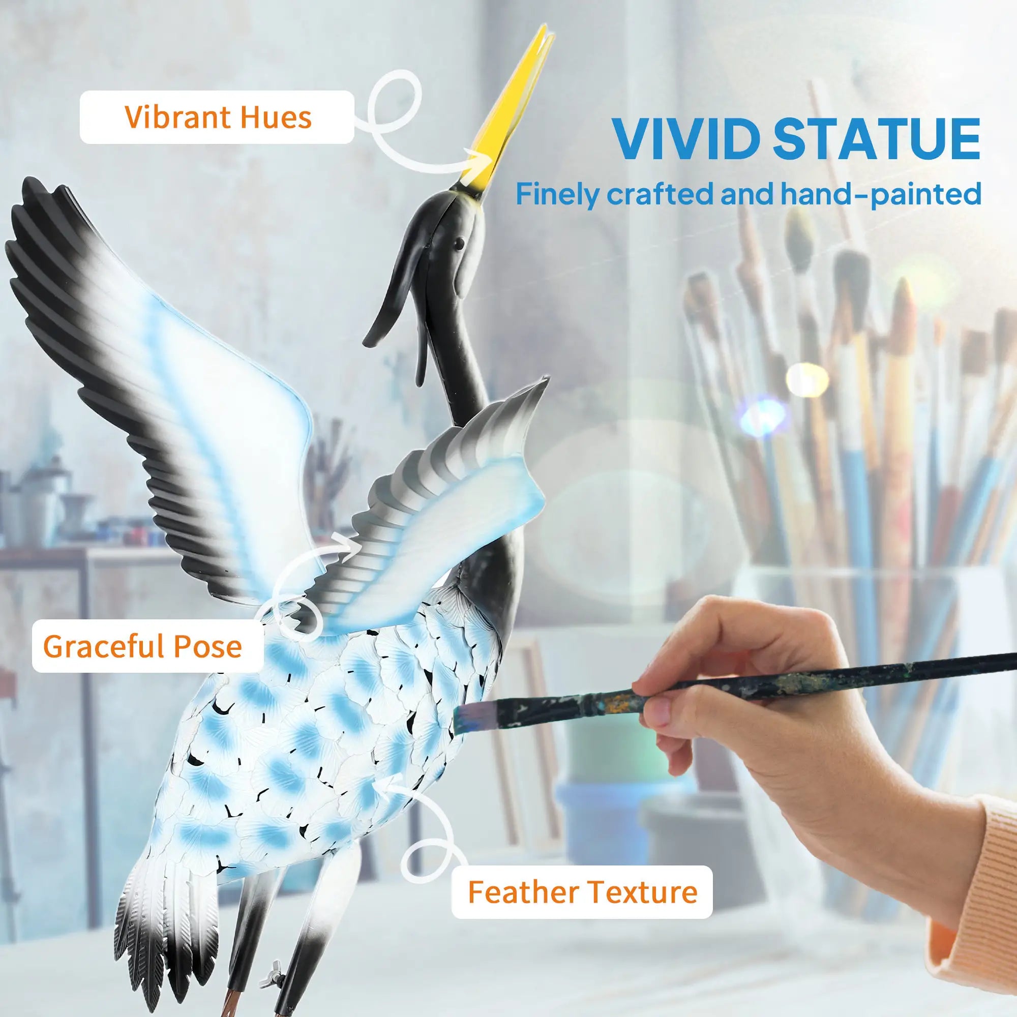 Flying Crane Garden Statue, 42.5