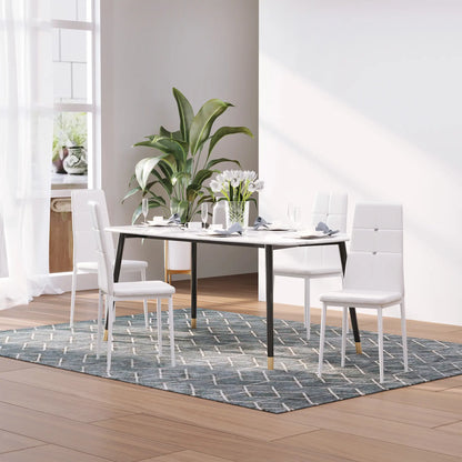 Modern Dining Chairs, Set of 4, Button Tufted High Back, White Bar Stools at Gallery Canada