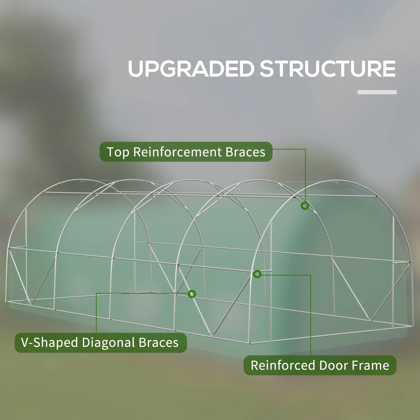 19.5' x 10' x 6.5' Tunnel Greenhouse, Mesh Door, Windows, Green Tunnel Greenhouses at Gallery Canada