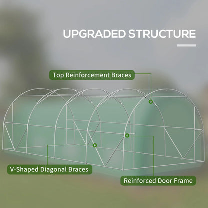 19.5' x 10' x 6.5' Tunnel Greenhouse, Mesh Door, Windows, Green Tunnel Greenhouses at Gallery Canada