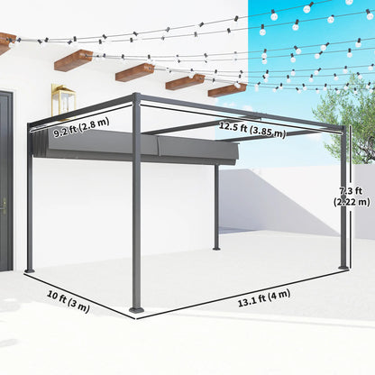 13' x 10' Patio Pergola, Retractable Canopy, Dark Grey Pergolas at Gallery Canada