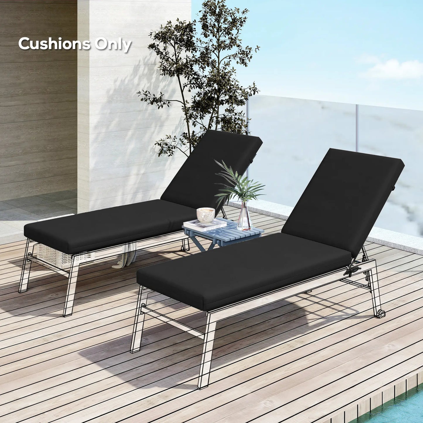 2-Piece Patio Chair Cushions, With Ties, Indoor Outdoor, Black Patio Chair Cushions at Gallery Canada