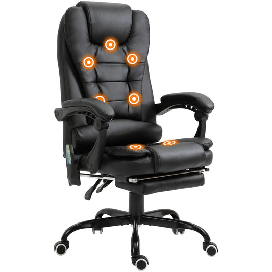 7-Point Vibrating Massage Chair, Reclining Office Chair, Footrest, Black Massage Chairs Black at Gallery Canada