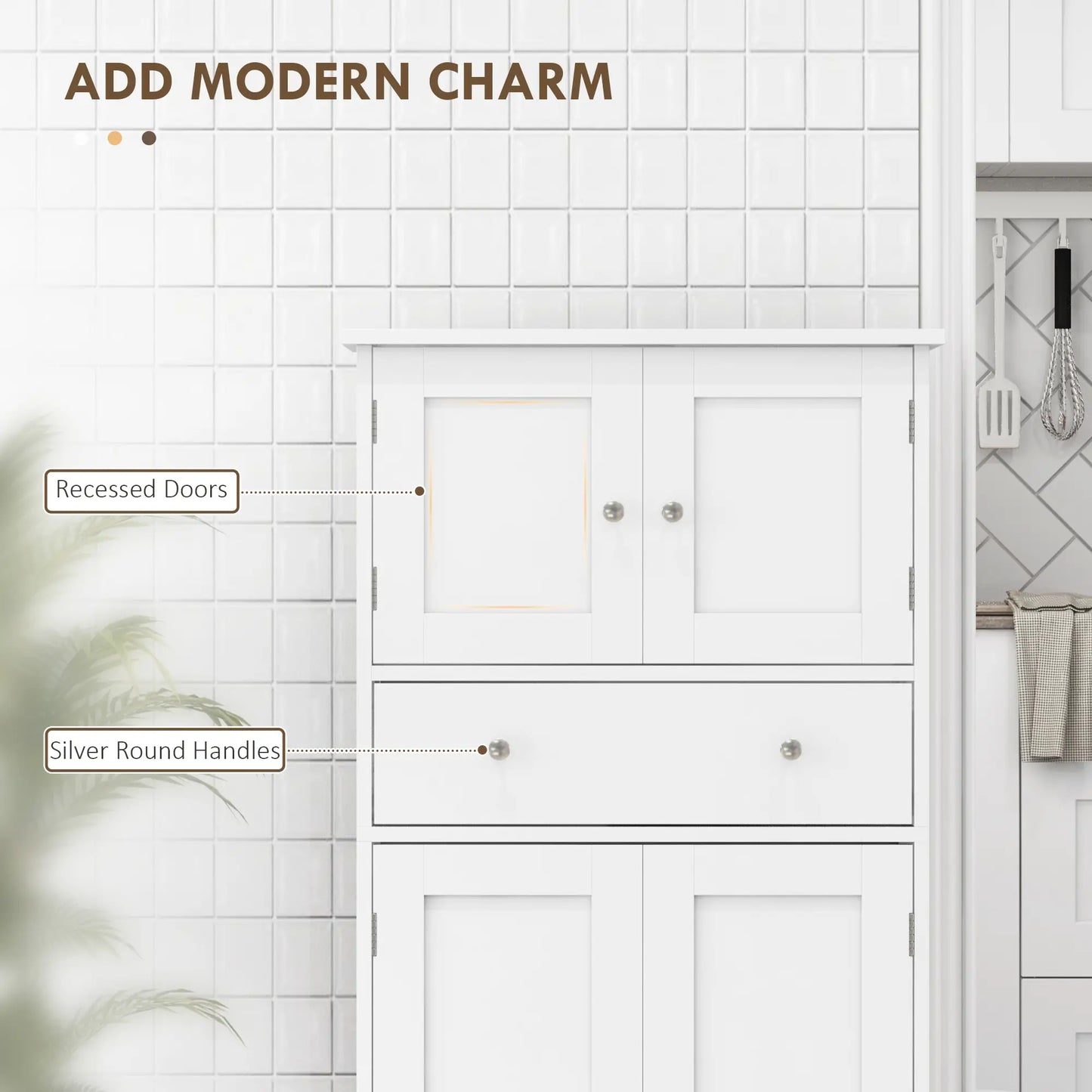 50.5" Kitchen Cabinet, 4 Doors, Drawer, Adjustable Shelf, White Kitchen Pantry Cabinets at Gallery Canada