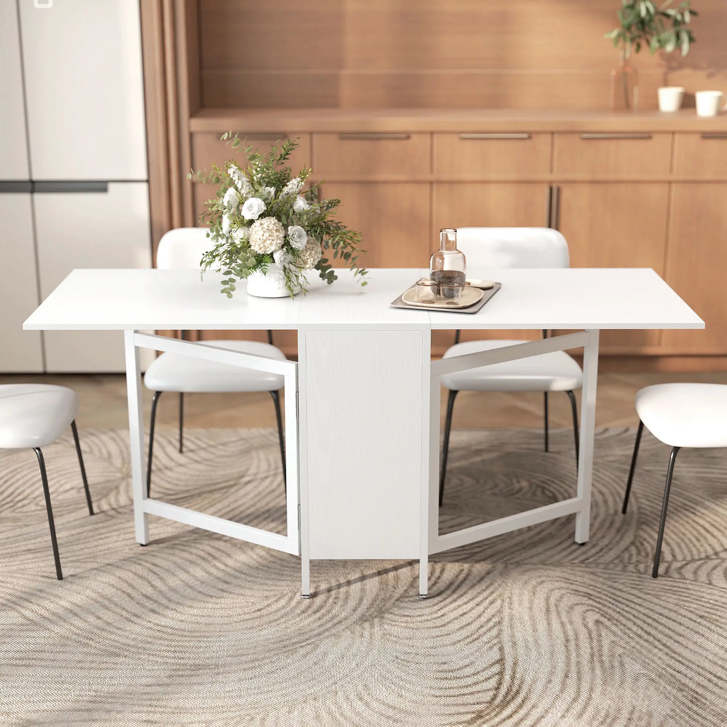 Foldable Drop Leaf Table With Hideaway Shelves, Brown Dining Tables at Gallery Canada