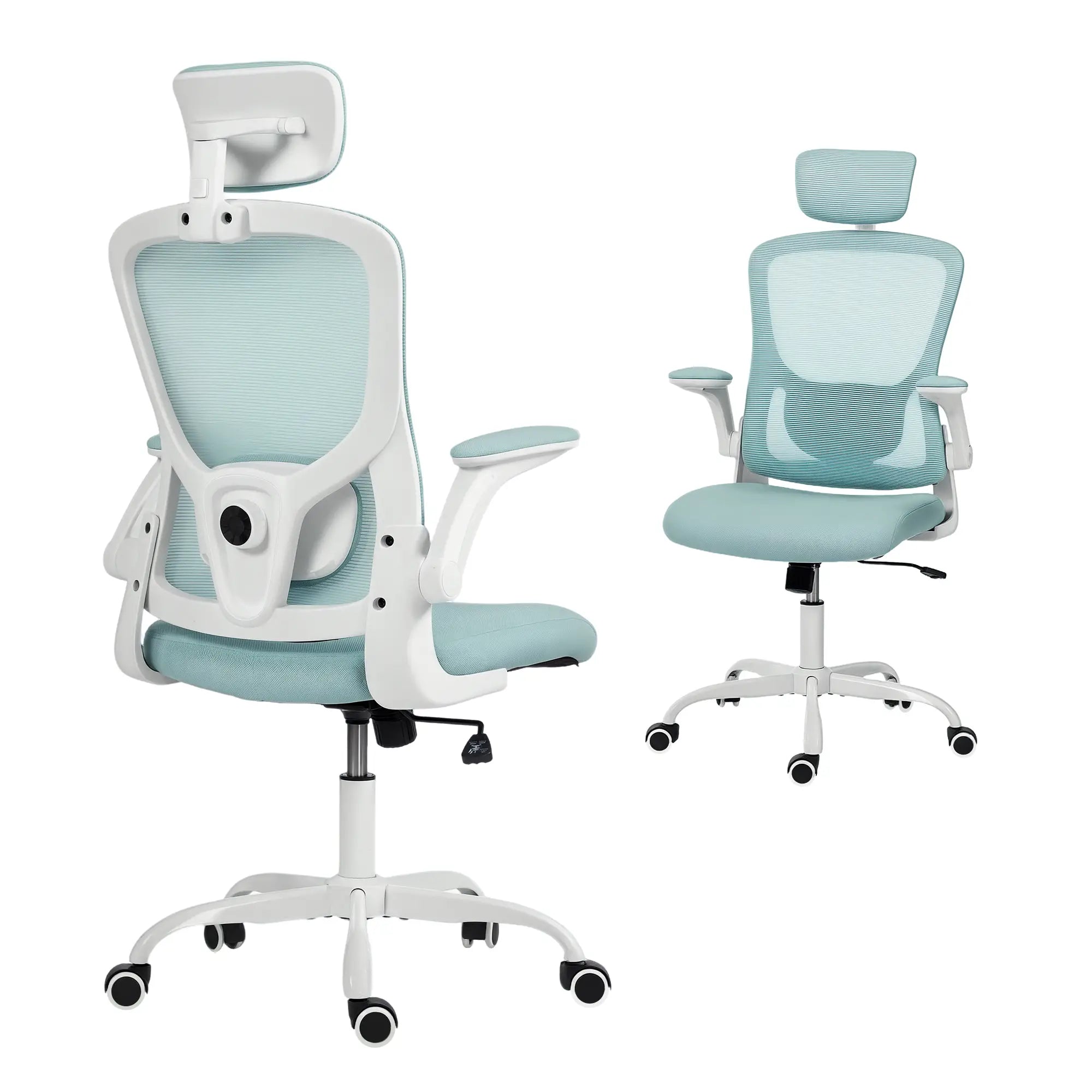 Ergonomic Office Chair, Mesh Desk Chair, Adjustable Headrest, Lumbar Support, Light Green Task Chairs at Gallery Canada