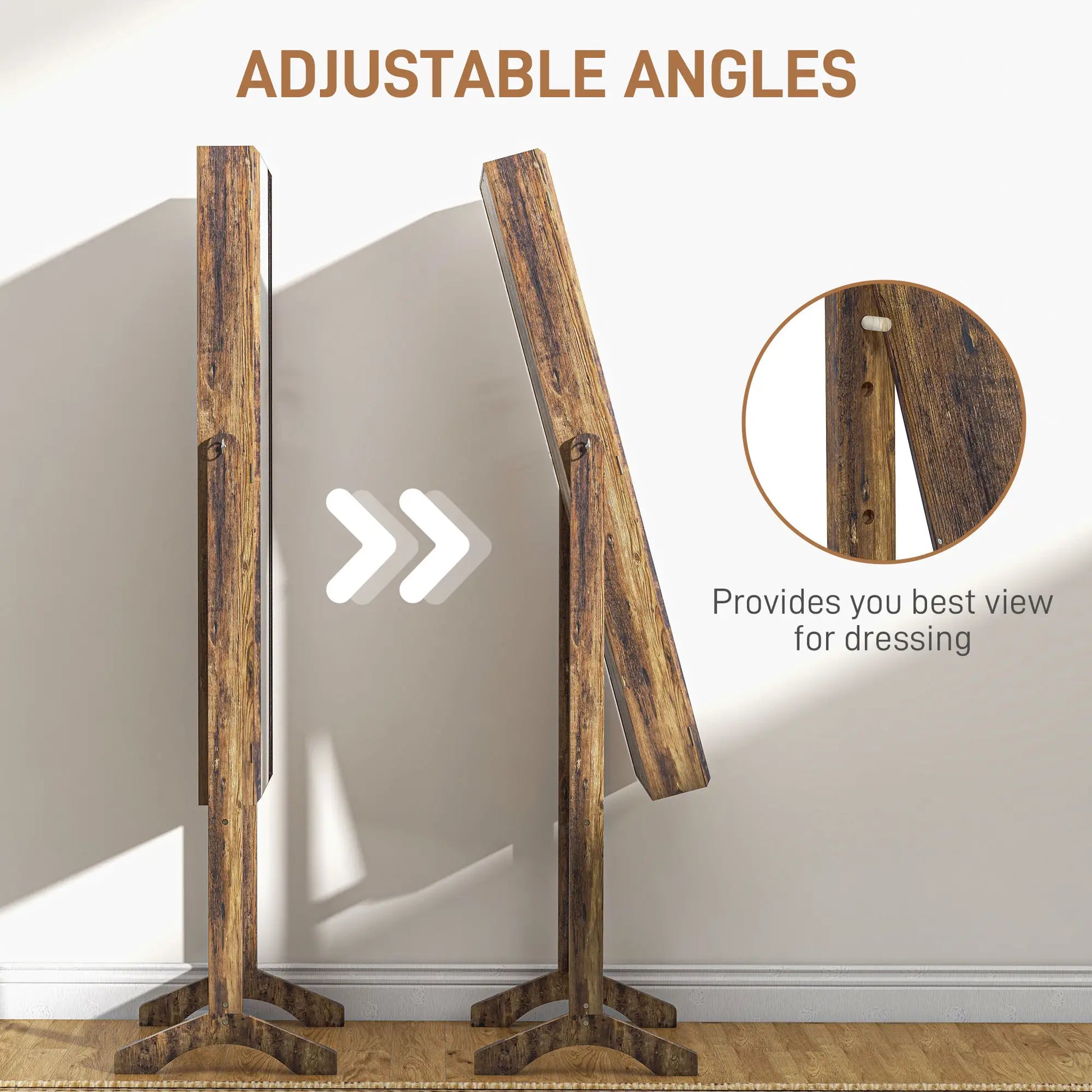 Lockable Mirror Jewelry Cabinet, Full-Length, 3 Adjustable Angles, Rustic Brown Jewelry Armoire & Jewellery Mirror Cabinets at Gallery Canada