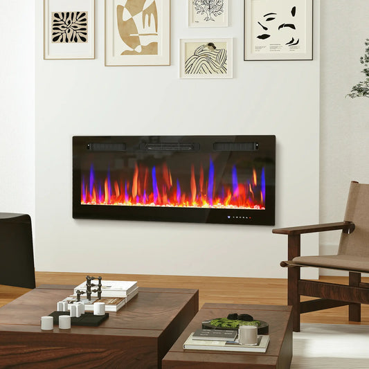 42 Inch Electric Fireplace, Freestanding, Wall Mounted, Eco Mode, Remote, 1500W Electric Fireplaces Black at Gallery Canada