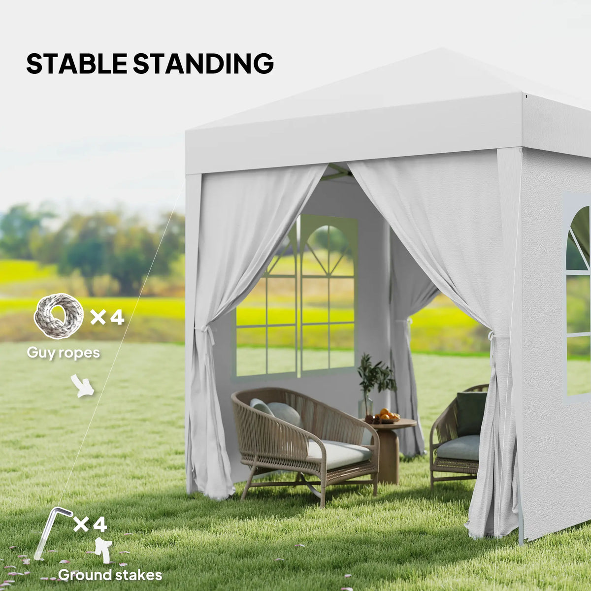 6.6'x6.6' Pop Up Canopy Tent, Instant Sun Shelter Gazebo, White