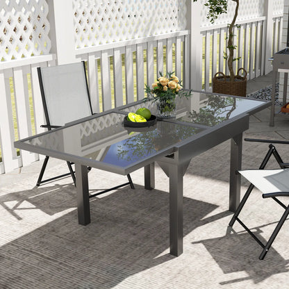 35"-71" Expandable Outdoor Table, Tempered Glass Top, Metal Frame, for 4-6 Person Patio Dinning Tables at Gallery Canada
