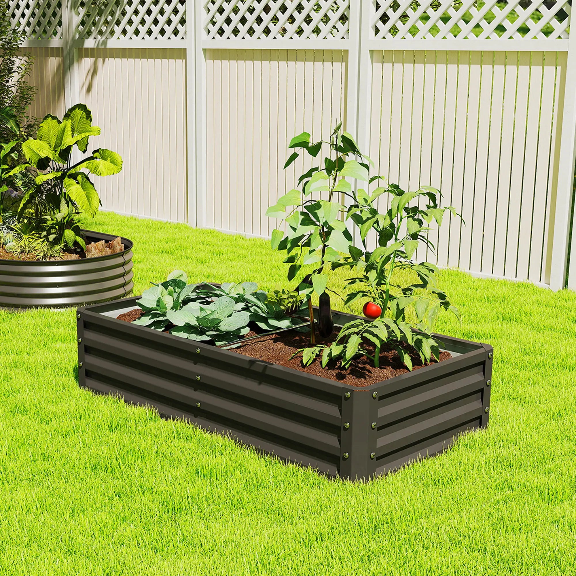 Galvanized Raised Garden Bed, Planter Box, 4' x 2' x 1', Black Galvanized Planter Boxes at Gallery Canada