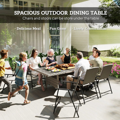 75" Outdoor Dining Table for 6-8, Wicker Patio Table with Storage, Grey Patio Dinning Tables at Gallery Canada