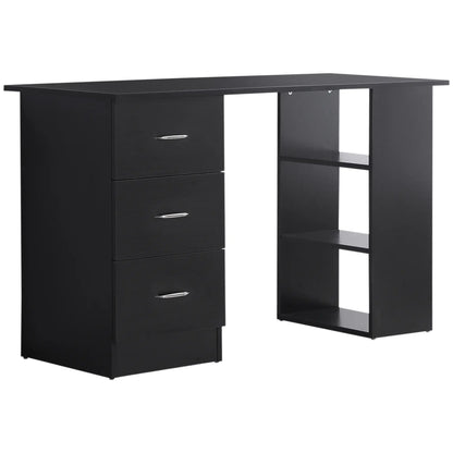 47 Inches Office Desk, 3-Tier Storage Shelves, Black Writing Desks Black at Gallery Canada