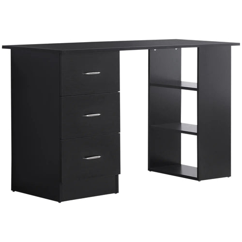 47 Inches Office Desk, 3-Tier Storage Shelves, Black