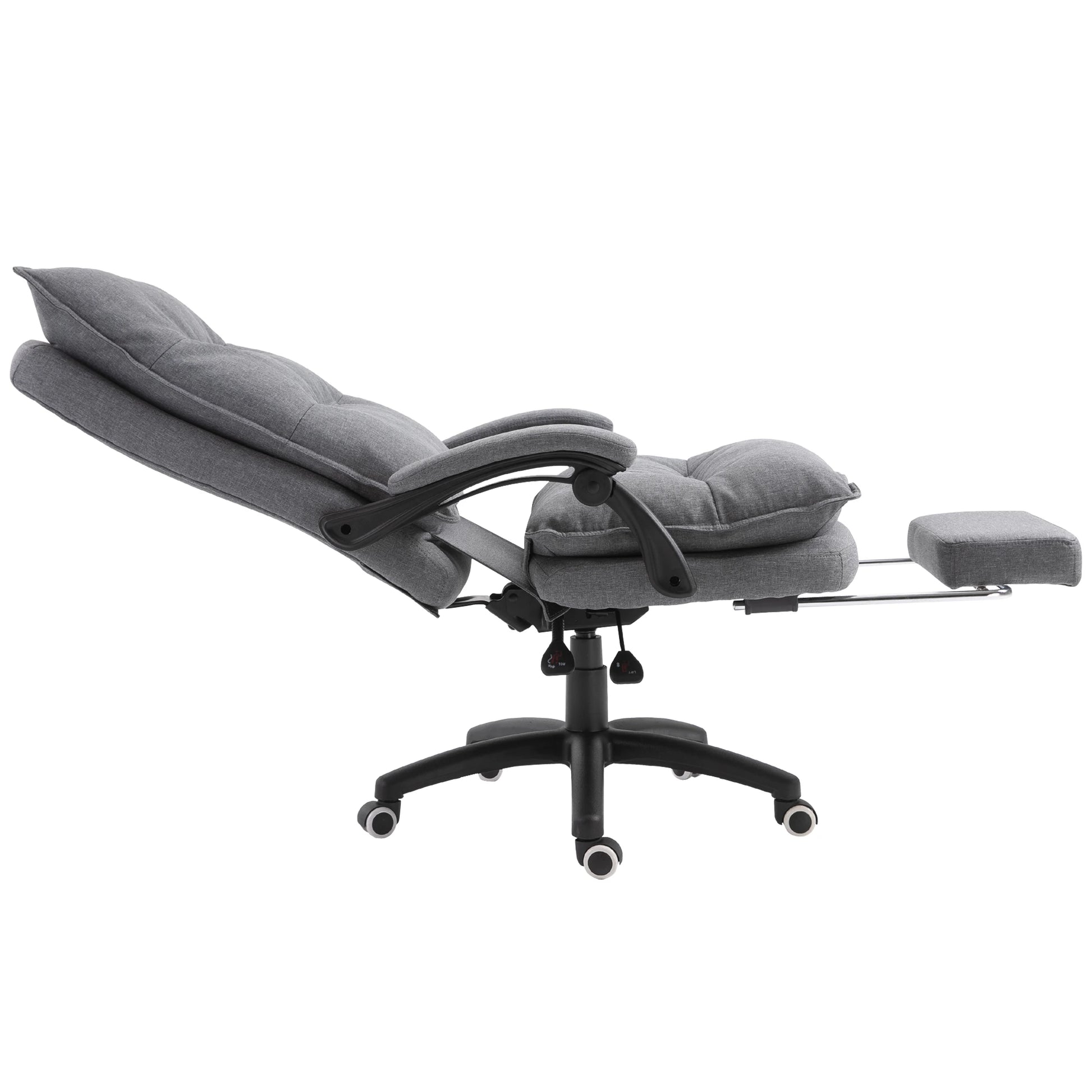 Adjustable Height Office Chair, 360° Swivel, Retractable Footrest, Grey Executive & Manager Chairs at Gallery Canada