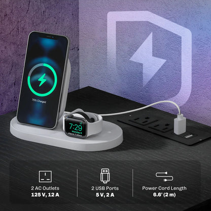 Modern Bedside Table with Charging Station, LED Light, USB Ports, Black Bedside Tables at Gallery Canada