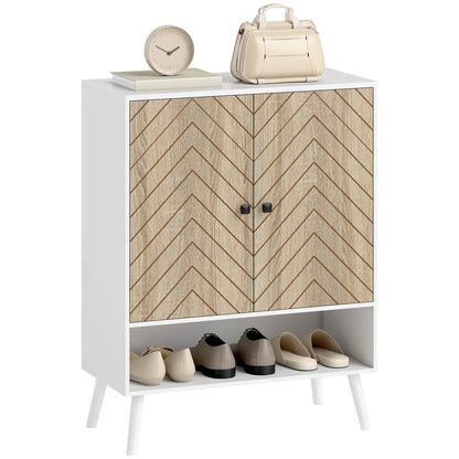 5-Tier Shoe Storage Cabinet With Doors, Adjustable Shelves, 15 Pairs, Natural Tone Shoe Storage Cabinets & Racks at Gallery Canada