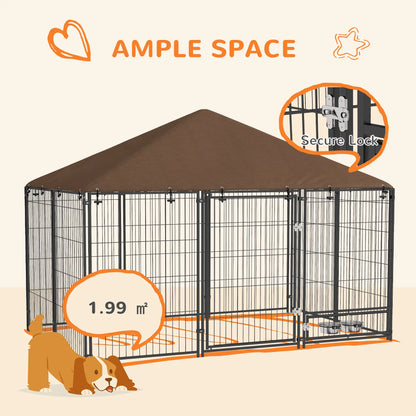 6.9' x 4.6' x 5' Outdoor Dog Kennel, Canopy, Rotating Bowls, Coffee Houses, Kennels & Pens at Gallery Canada