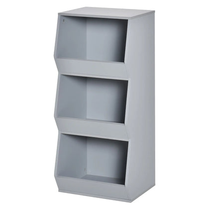 Kids Storage Cabinet, 3 Shelves, Anti-Toppling, Toy Organizer, Bookcase, Grey Baby & Kids Storage at Gallery Canada