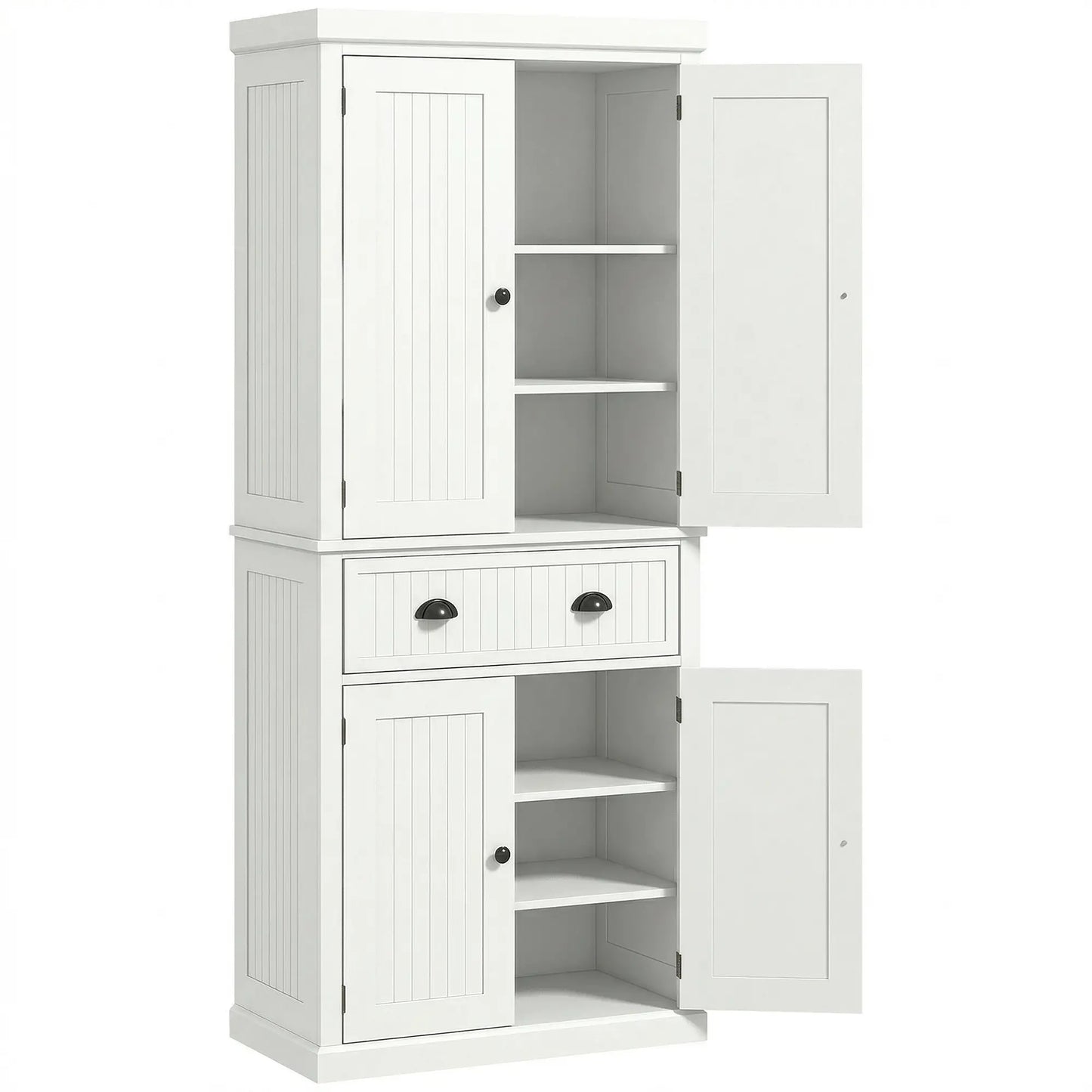 72" Kitchen Pantry, Storage Cabinet with Drawer, Doors, Cream White Kitchen Pantry Cabinets Cream at Gallery Canada