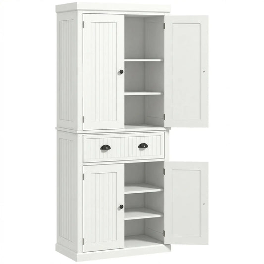 72" Kitchen Pantry, Storage Cabinet with Drawer, Doors, Cream White Kitchen Pantry Cabinets Cream at Gallery Canada