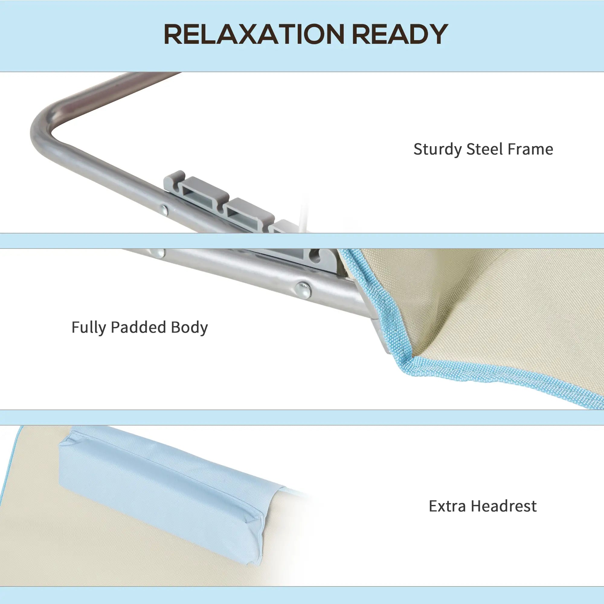 Set of 2 Beach Lounge Chairs, Folding Mat, Adjustable Back, Steel Frame, Beige Beach Accessories at Gallery Canada