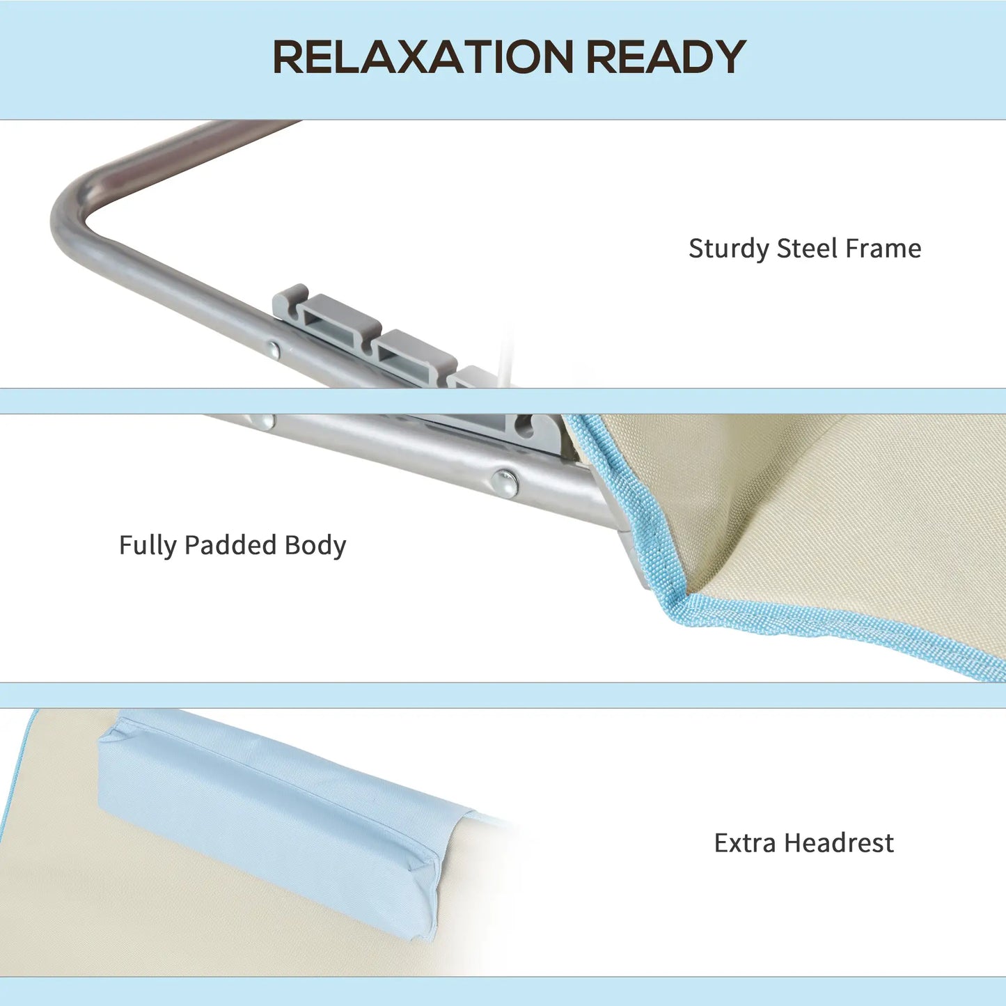 Set of 2 Beach Lounge Chairs, Folding Mat, Adjustable Back, Steel Frame, Beige Beach Accessories at Gallery Canada