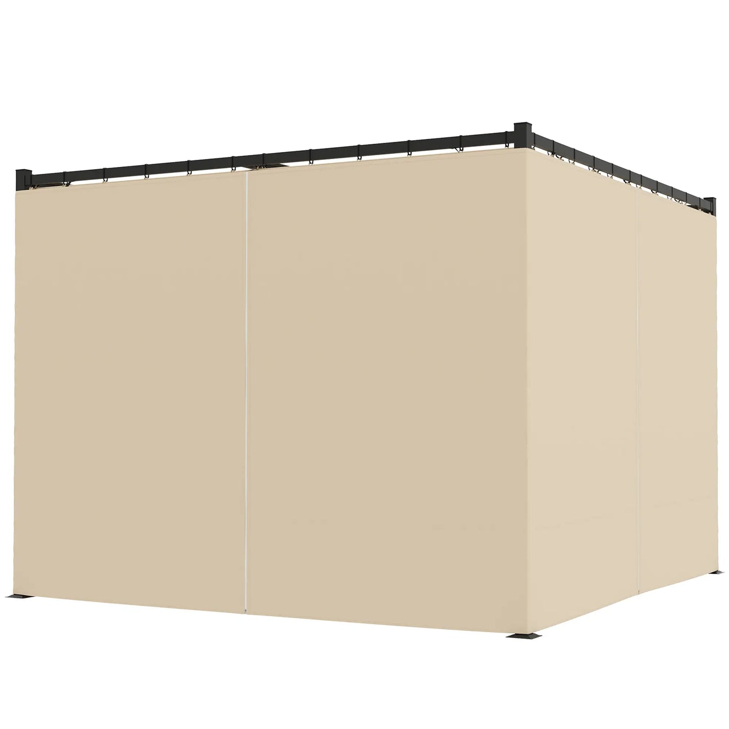 10' x 10' Retractable Pergola, Garden Gazebo with Curtains, Beige Pergolas Beige at Gallery Canada