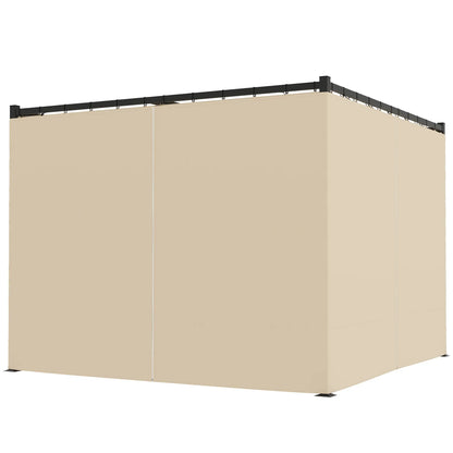 10' x 10' Retractable Pergola, Garden Gazebo with Curtains, Beige Pergolas Beige at Gallery Canada