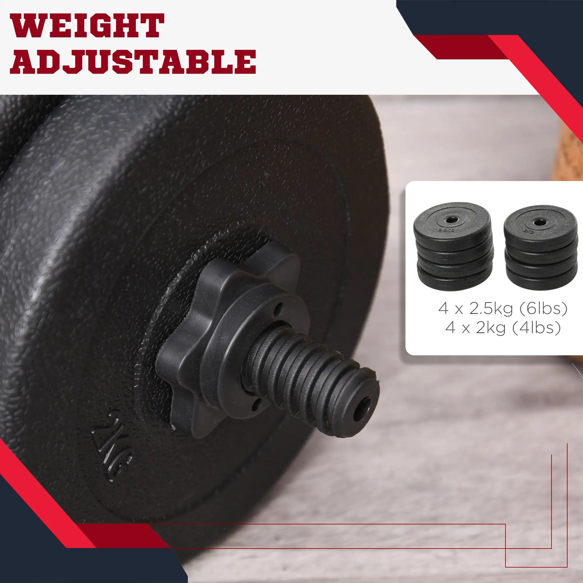 Adjustable 2 x 22lbs Dumbbell Set, Fitness Training, Black Dumbbells & Barbells at Gallery Canada